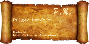 Pulger Marót névjegykártya
